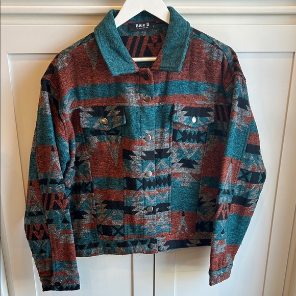 Women's Boho Aztec Western Pattern Button Up Jacket Shacket Large - Picture 14 of 16